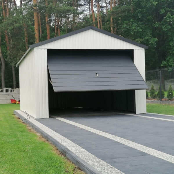 Blechgarage 3,5 x 6 Reines Weiß RAL 9010 + Anthrazit 7016 Matt