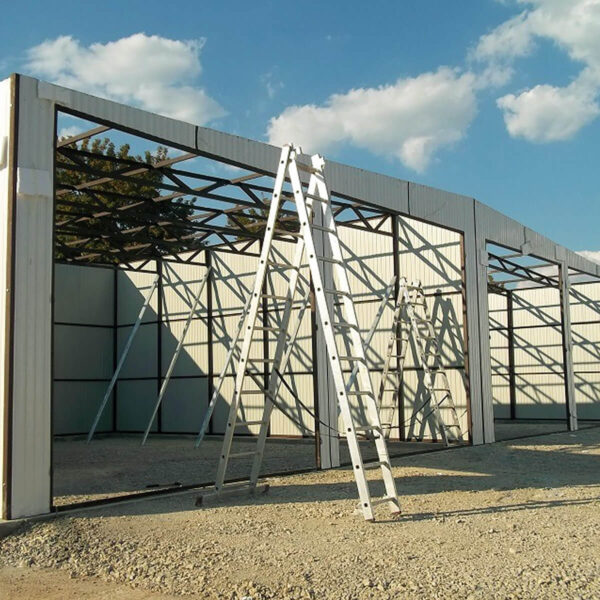 Lagerhalle Blechhalle 12 x 6 Weiß RAL 9010 mit Doppelflügeltore