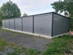 Blechgaragen für 6 Autos 18 x 5 RAL 9006 Pultdach nach hinten