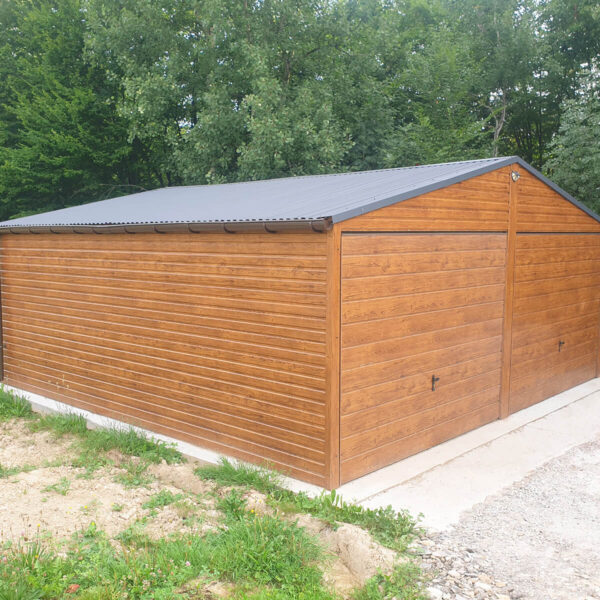 Doppelgarage 6 x 6,5 Goldene Eiche + Dach Anthrazit 7016 Matt