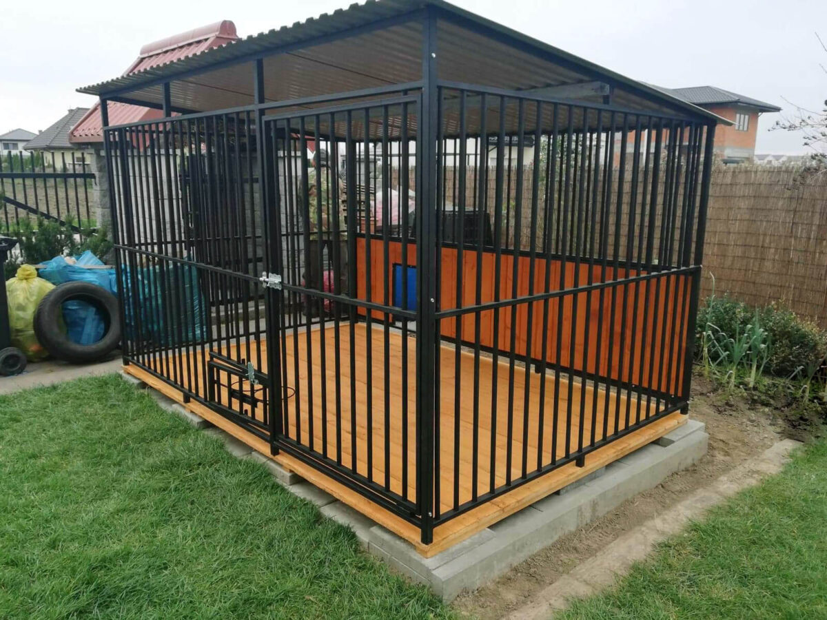 Hundezwinger mit Pultdach nach hinten 3m x 2m Vierkantprofil