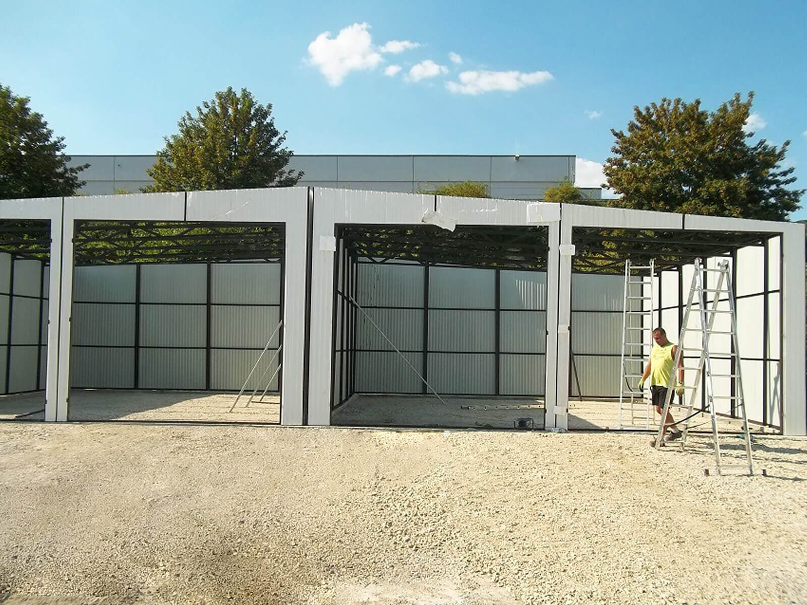 Lagerhalle Blechhalle 12 x 6 Weiß RAL 9010 mit Doppelflügeltore