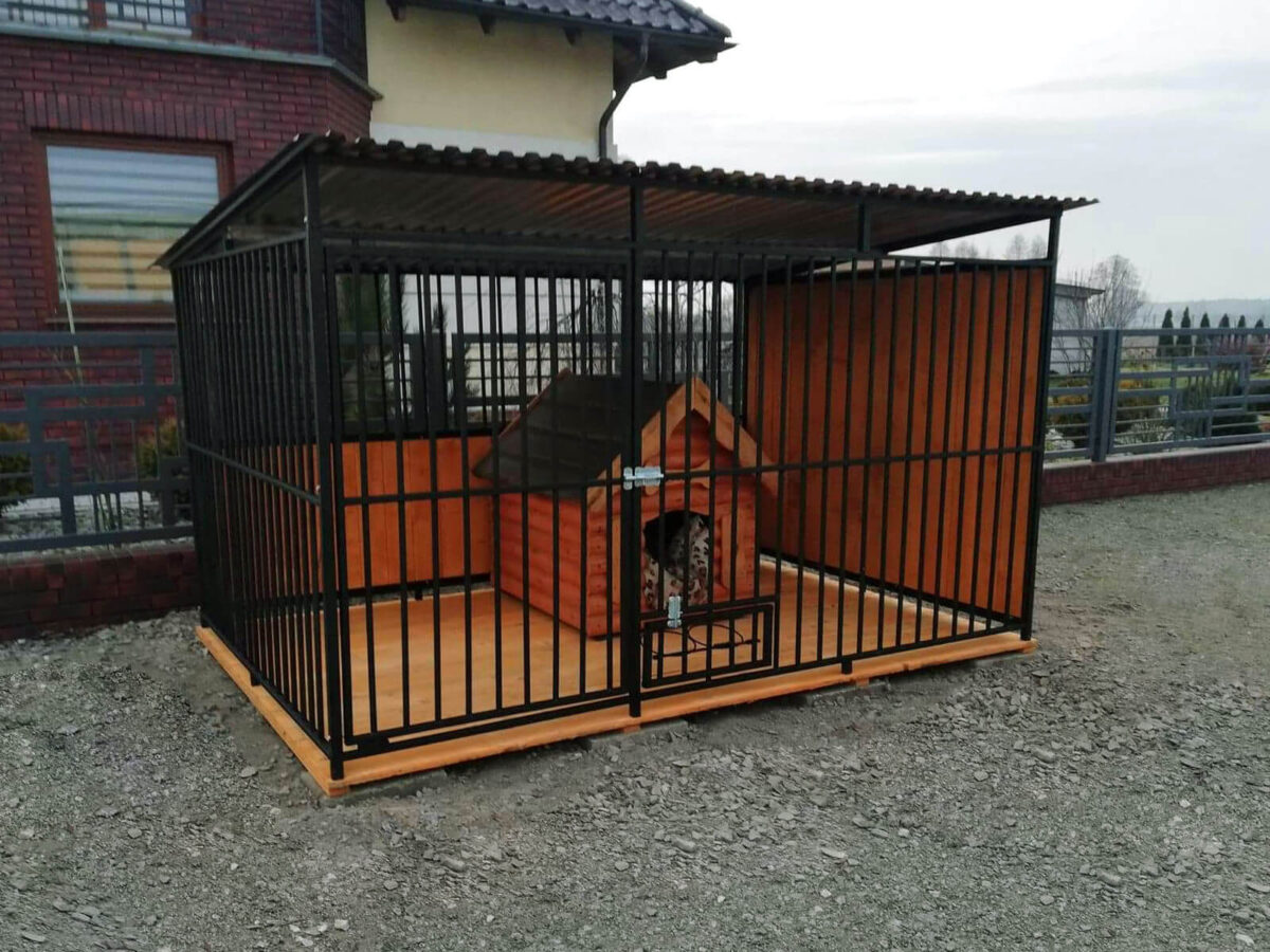 Hundezwinger mit Pultdach nach hinten 3m x 2m Vierkantprofil