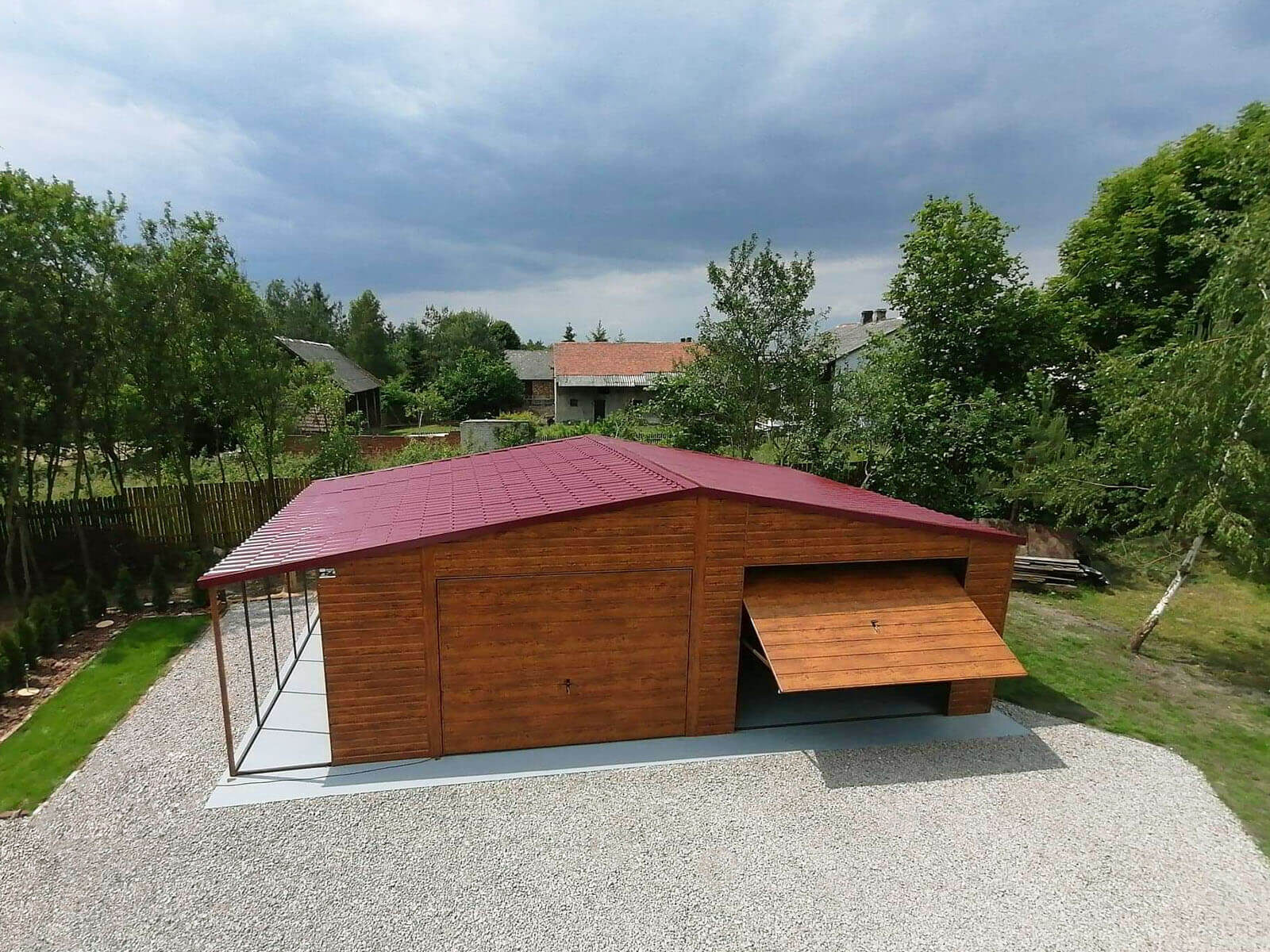 Doppelgarage Metallgarage 8 x 6 zusätzliche Überdachung 1 x 6