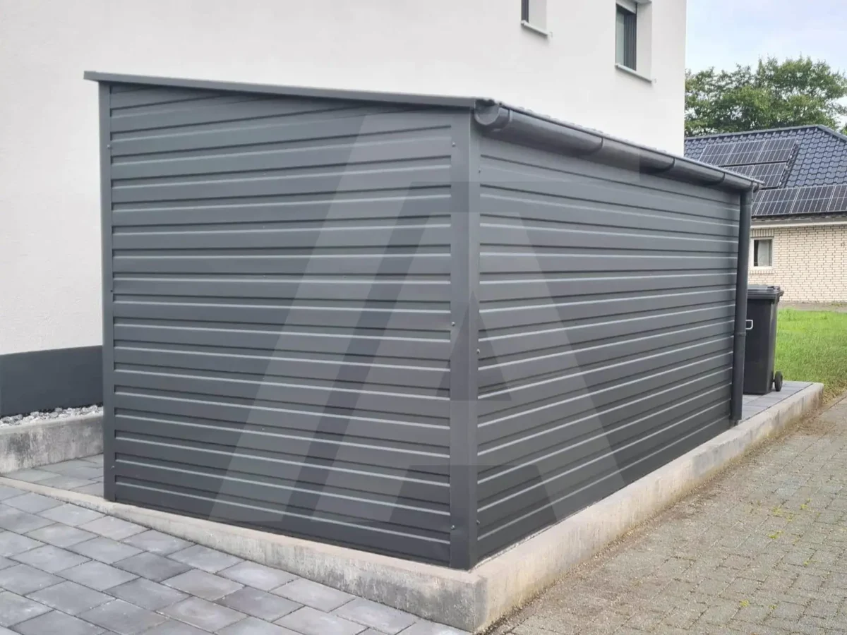 Gartenhaus Anthrazit 7016 Matt 3.5 x 2 mit Pultdach nach hinten