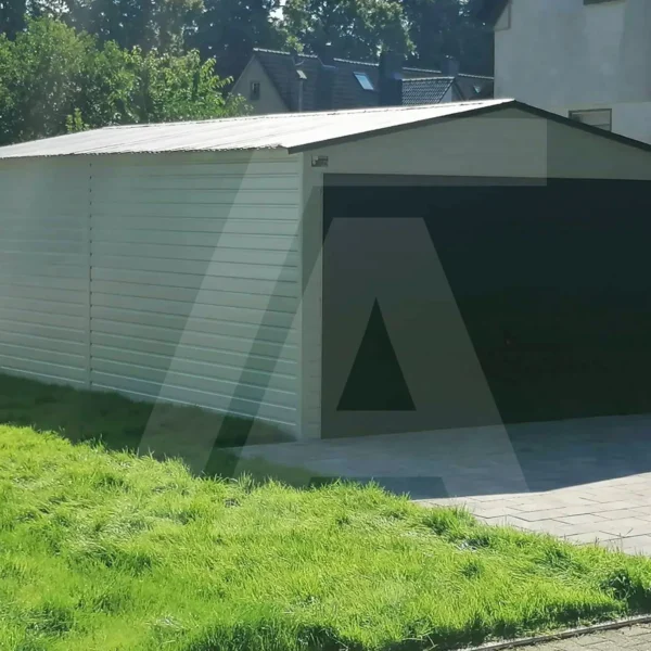 Blechgarage 3 x 7 Reines Weiß RAL 9010 + Anthrazit 7016 Matt