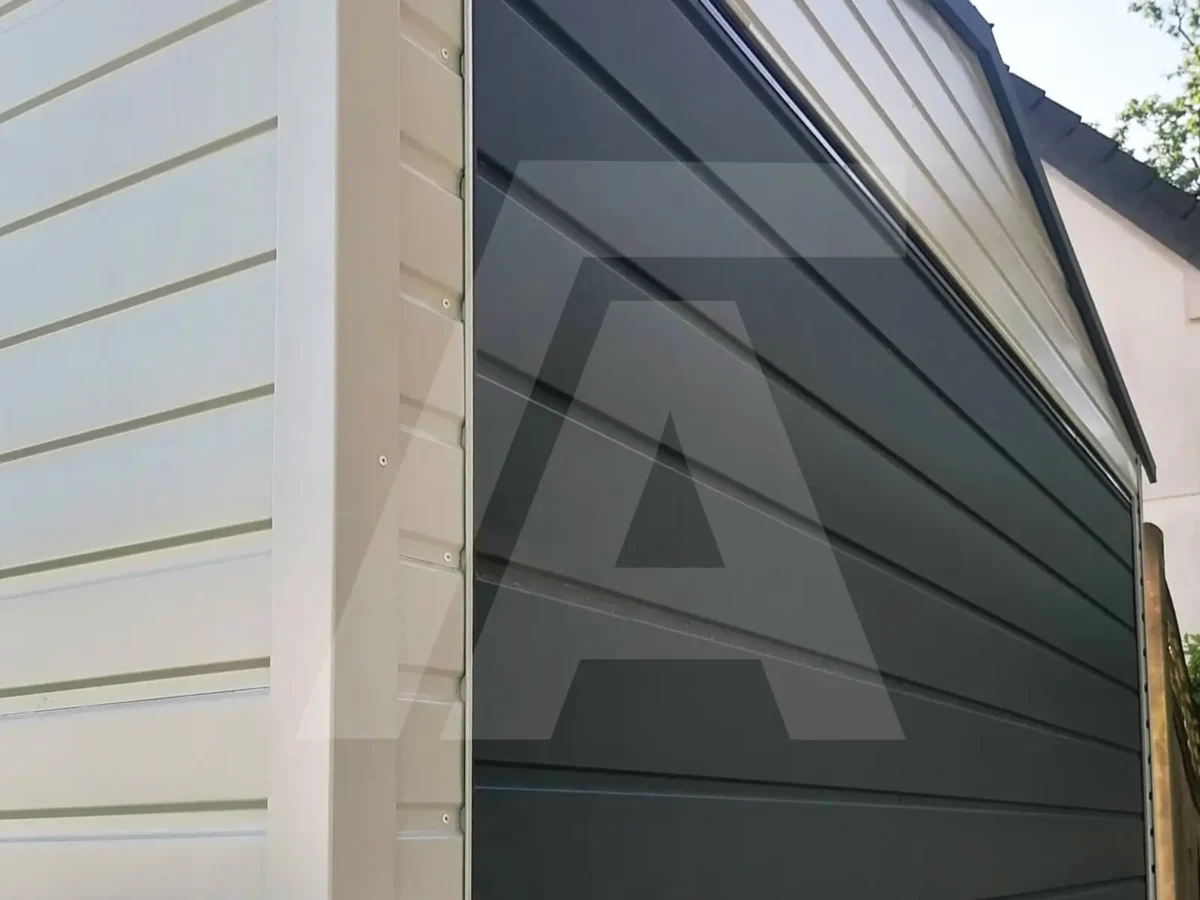 Blechgarage 3 x 7 Reines Weiß RAL 9010 + Anthrazit 7016 Matt