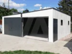 Blechgarage 7 x 7 Weiß RAL 9010, Neigung nach links