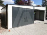 Blechgarage 7 x 7 Weiß RAL 9010, Neigung nach links