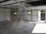 Blechgarage 7 x 7 Weiß RAL 9010, Neigung nach links