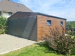 Blechgarage 6 x 6.5 holzähnliche Nussbaumfarbe +Anthrazit Matt