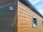 Blechgarage 6 x 6.5 holzähnliche Nussbaumfarbe +Anthrazit Matt