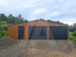 Doppelgarage 9 x 6.5 Goldene Eiche Schwingtor Anthrazit Matt