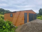 Doppelgarage 9 x 6.5 Goldene Eiche Schwingtor Anthrazit Matt