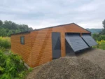 Doppelgarage 9 x 6.5 Goldene Eiche Schwingtor Anthrazit Matt