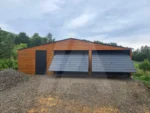 Doppelgarage 9 x 6.5 Goldene Eiche Schwingtor Anthrazit Matt