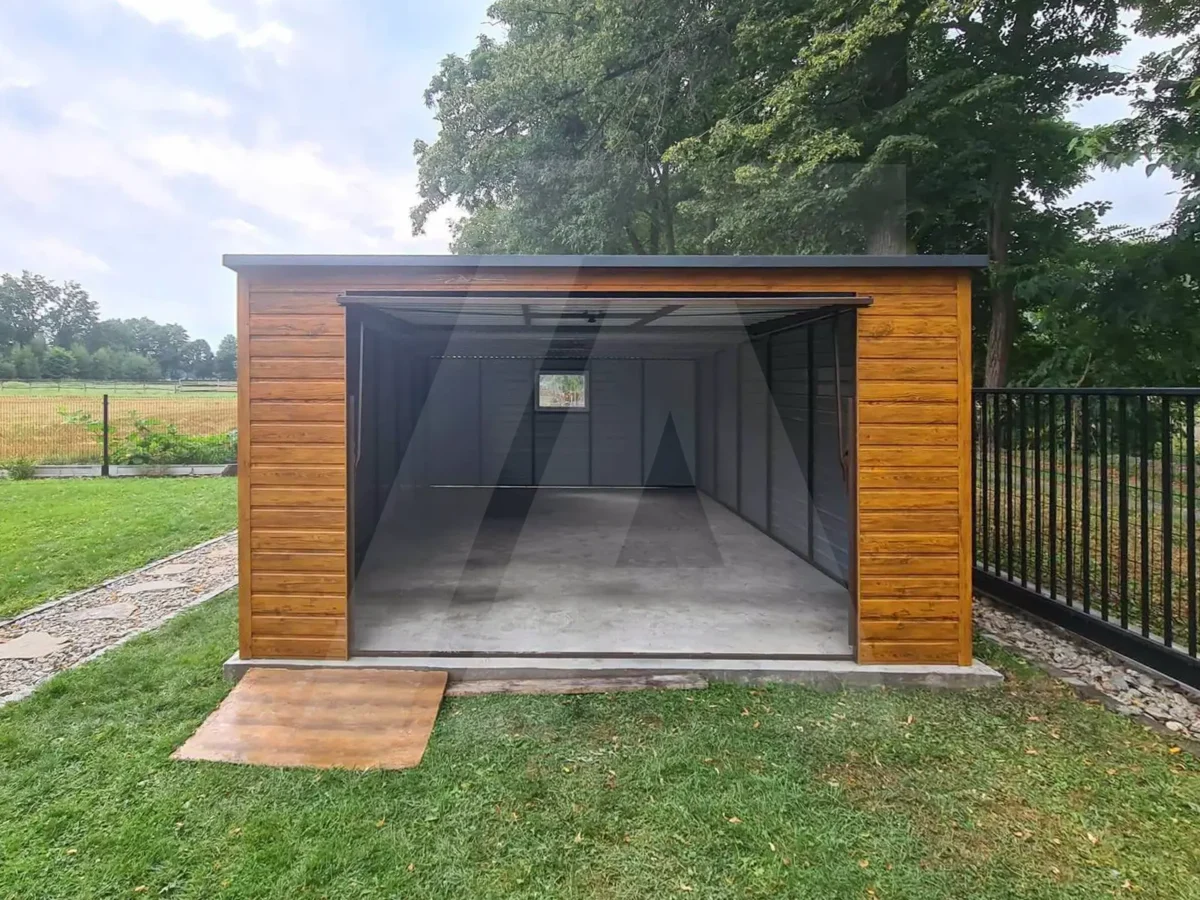 Doppelgarage holzähnlich Goldeiche 4.5 x 6 Pultdach nach hinten