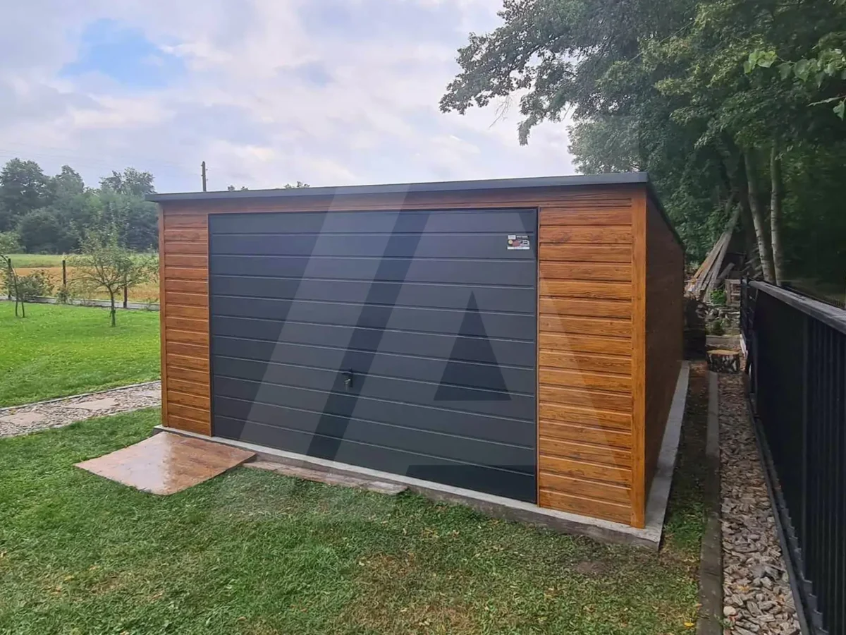 Doppelgarage holzähnlich Goldeiche 4.5 x 6 Pultdach nach hinten