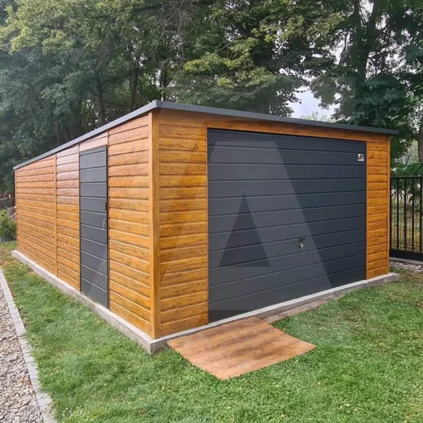 Doppelgarage holzähnlich Goldeiche 4.5 x 6 Pultdach nach hinten